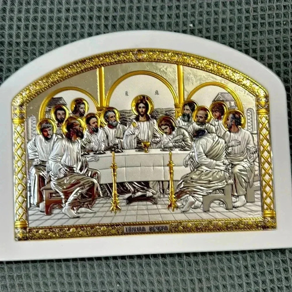 Silver christian orthodox icon,gilded,Last Supper,handmade,Greece (10 x 8)
5010 - Picture 4 of 7